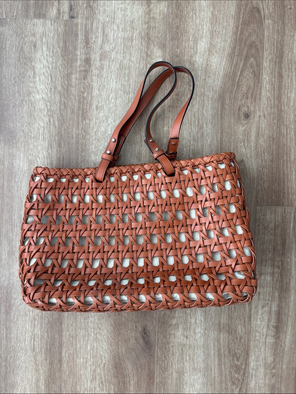 Kate Spade Woven Leather Tote Bag - Tan
